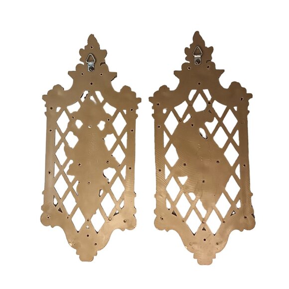 1970’s Hollywood Regency Gold Wall Plaques Set Of Two Dart Industries Syroco - Picture 4 of 14